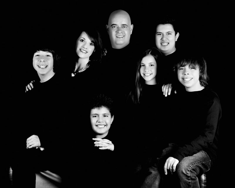 A classic black and white portrait of the family never goes out of style